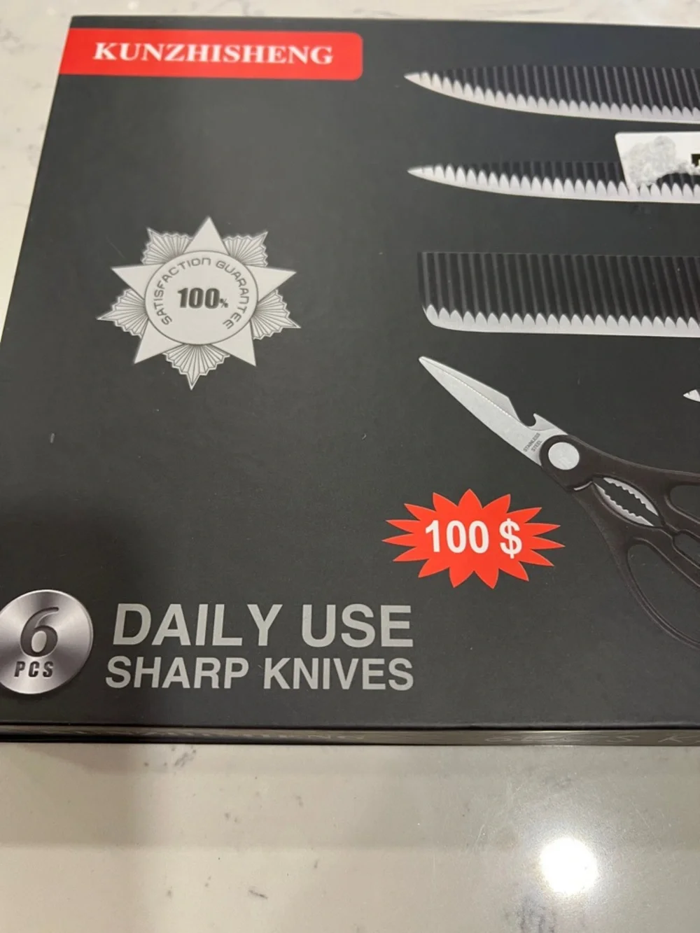 KUNZHISHENG 6-Piece Knife Set in Black and Silver